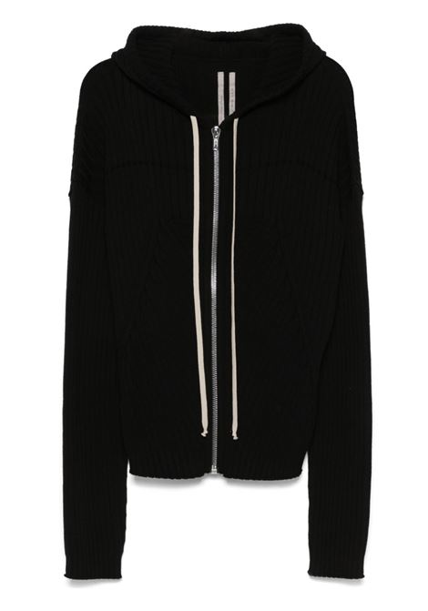 Black hooded zip-up sweatshirt Rick owens - men RICK OWENS | RU01E5614KEC09